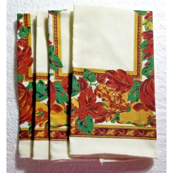 Unbranded Other - Fabric Napkins Fall Autumn Thanksgiving Set of 4 Size 16.5" X 16.5" Rustic CHIC